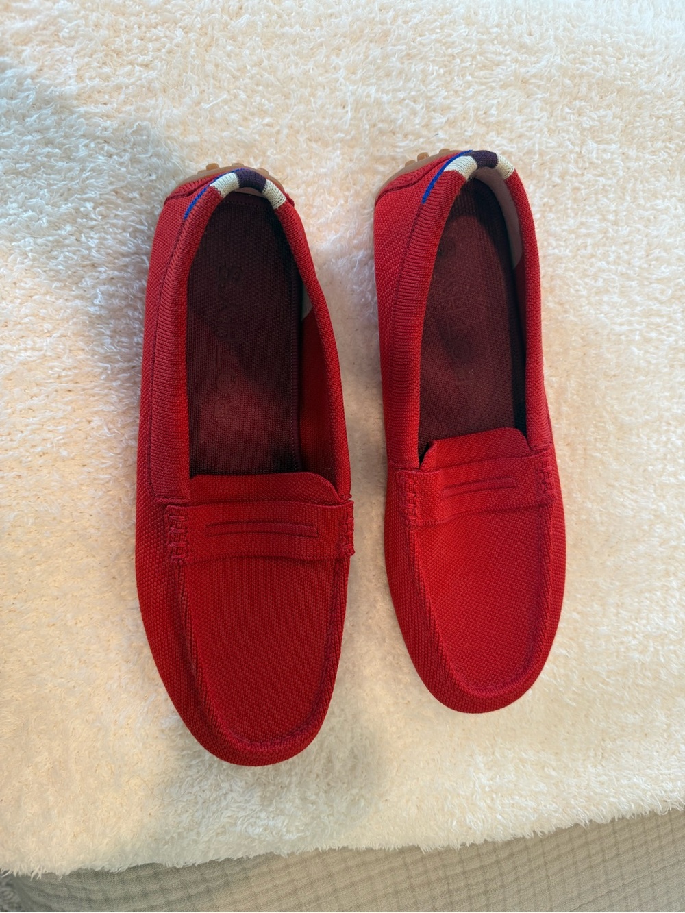 Rothy's Red Knit Driver Loafers